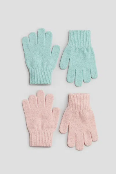 H&m Kids' 2-pack Gloves In Light Turquoise/light Pink