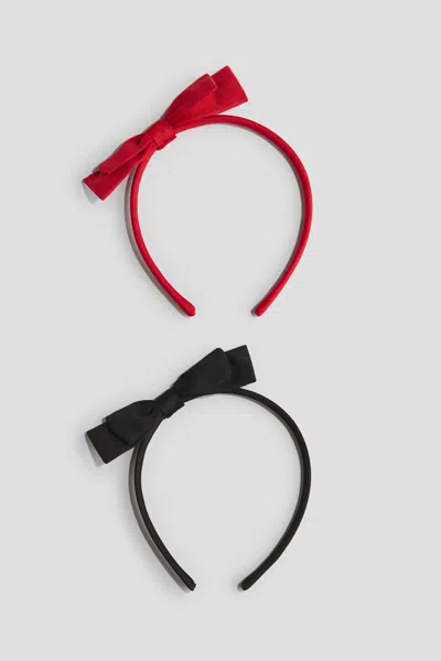 H&m Kids' 2-pack Hairbands With Bow Appliqué In Multi
