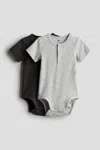 H&m 2-pack Henley Bodysuits In Multi