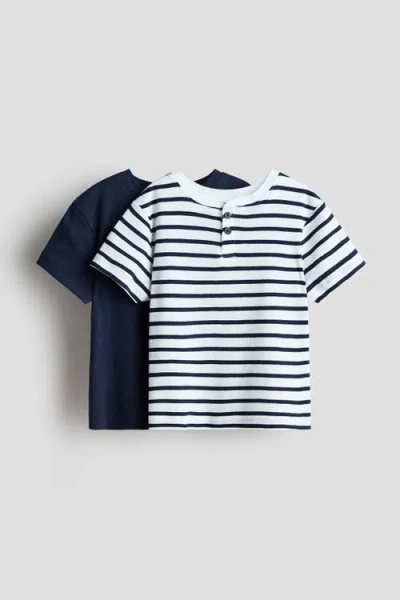 H&m Kids'  2-pack Henley T-shirts In Blue