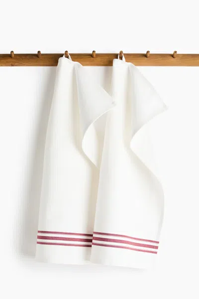H&m 2-pack Herringbone Tea Towels In White