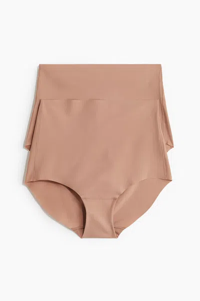 H&m 2-pack Invisible Light Shaping Briefs In Pink