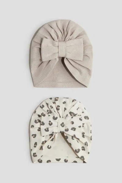 H&m Babies'  2-pack Knot-detail Hats In Multi