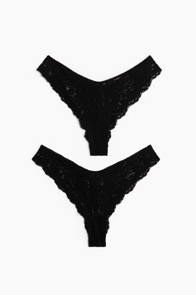 H&m 2-pack Lace Brazilian Briefs In Black