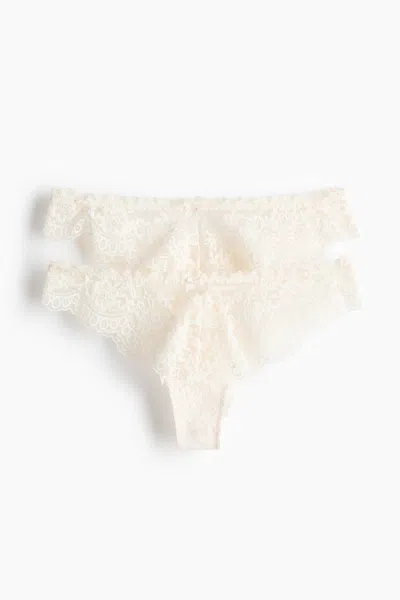 H&m 2-pack Lace Brazilian Briefs In Neutral
