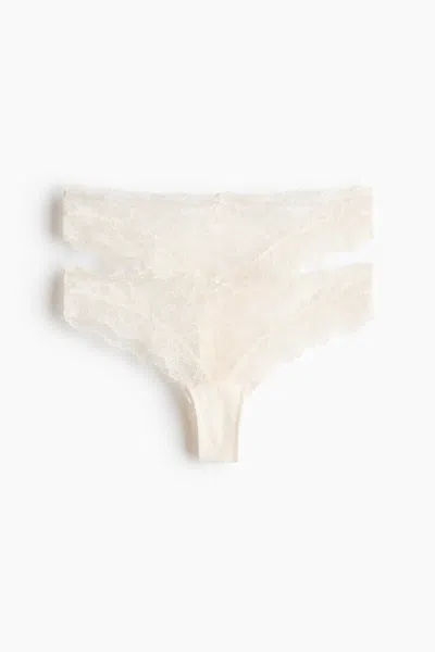 H&m 2-pack Lace Brazilian Briefs In White