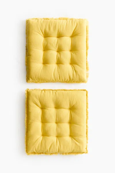 H&m 2-pack Linen-blend Seat Cushions In Yellow