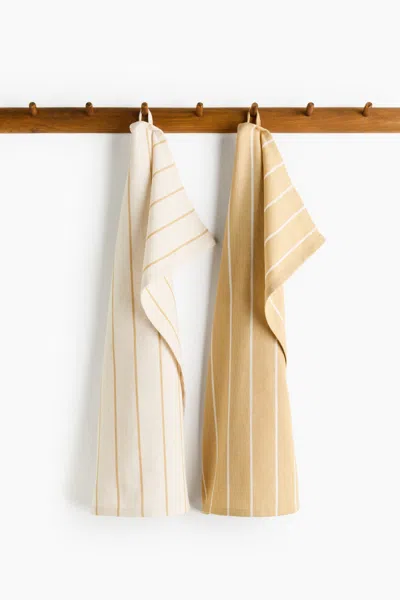 H&m 2-pack Linen-blend Tea Towels In Yellow