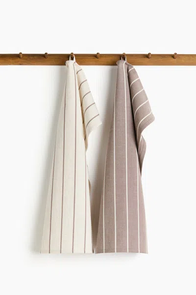 H&m 2-pack Linen-blend Tea Towels In Animal Print