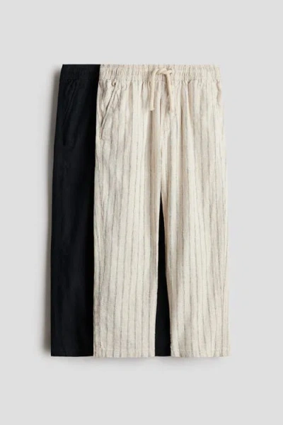 H&m Kids'  2-pack Linen-blend Trousers In Multi