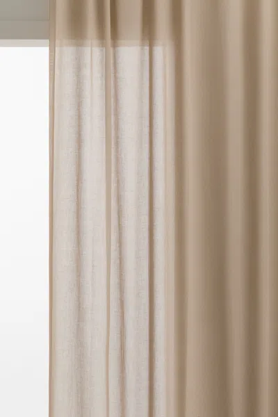 H&m 2-pack Long Curtain Panels In Brown