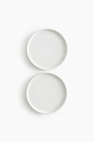 H&m 2-pack Medium-sized Stoneware Plates In White