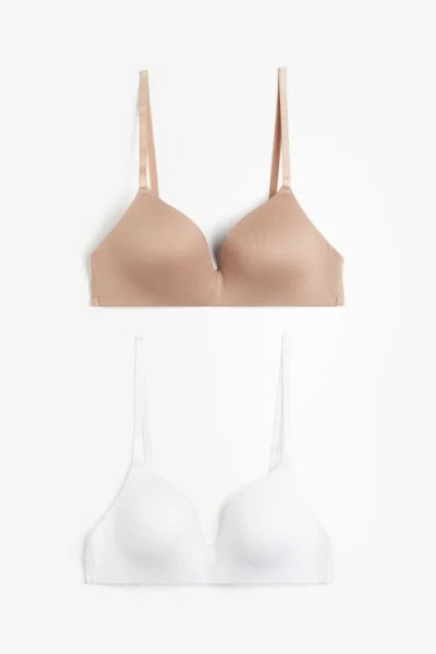 H&m 2-pack Microfibre Non-wired Bras In Multi