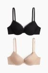 H&m 2-pack Microfibre Super Push-up Bras In Multi