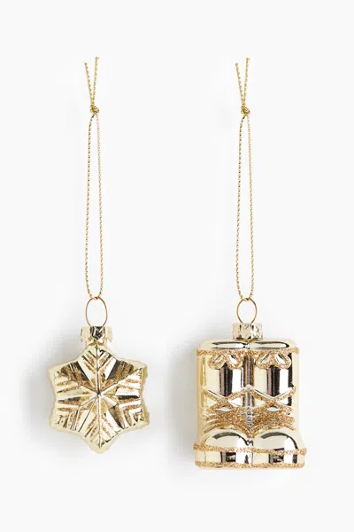 H&m 2-pack Ornaments In Gold-colored/snowflake