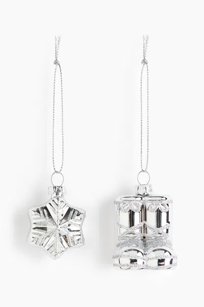 H&m 2-pack Ornaments In Silver-colored/snowflake