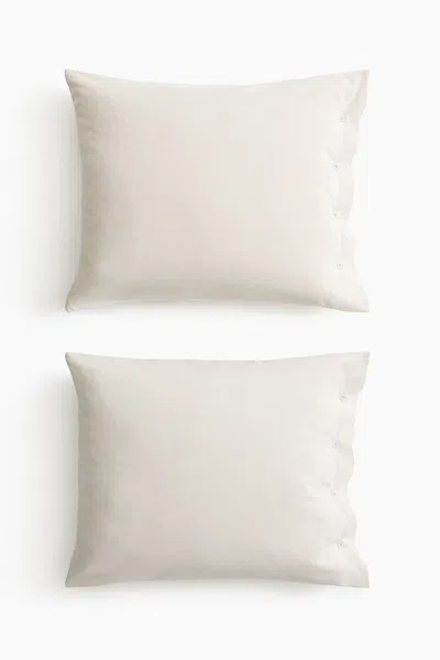 H&m 2-pack Oxford-weave Pillowcases In White