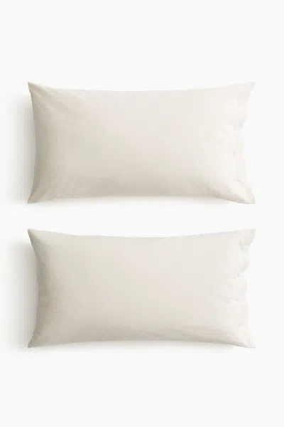 H&m 2-pack Oxford-weave Pillowcases In Neutral