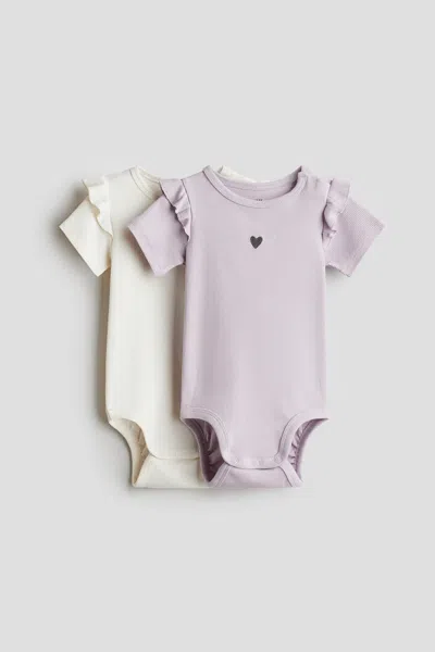 H&m Babies' 2-pack Pointelle Bodysuits In Multi