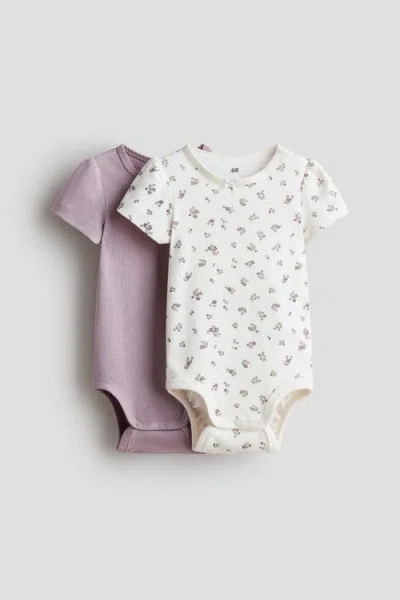 H&m Kids'  2-pack Pointelle Cotton Bodysuits In Multi