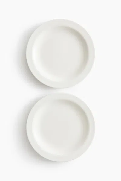 H&m 2-pack Porcelain Dinner Plates In White
