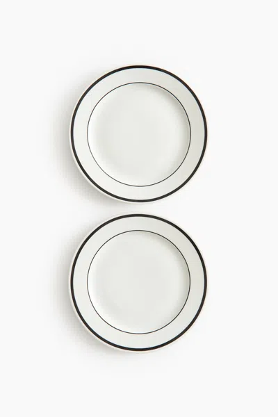 H&m 2-pack Porcelain Medium-sized Plates In White