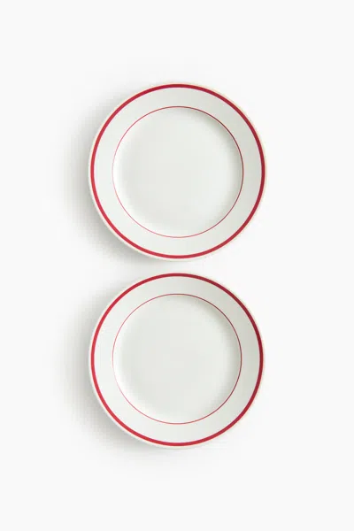 H&m 2-pack Porcelain Medium-sized Plates In Multi