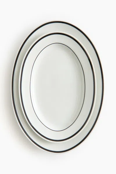 H&m 2-pack Porcelain Serving Plates In White