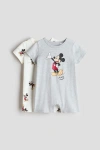 H&m Babies'  2-pack Printed Cotton Sleepsuits In Multi
