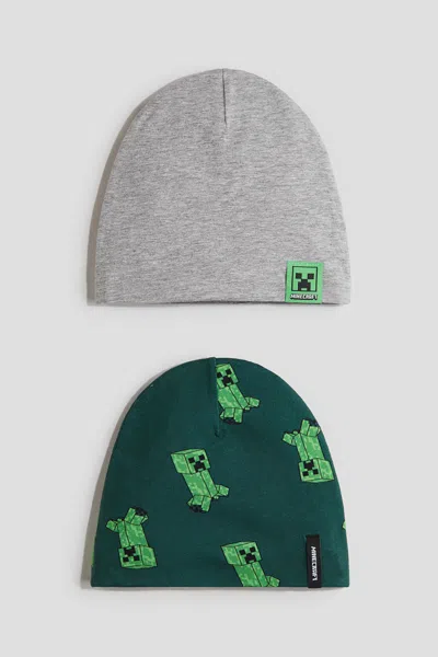 H&m Kids' 2-pack Printed Jersey Beanies In Multi