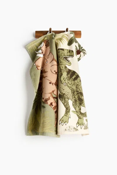 H&m 2-pack Printed-motif Guest Towels In Multi