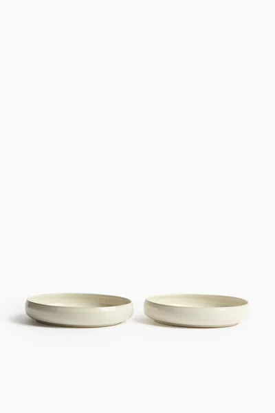 H&m 2-pack Reactive-glaze Soup Plates In White