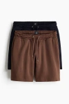 H&m 2-pack Regular-fit Shorts In Brown