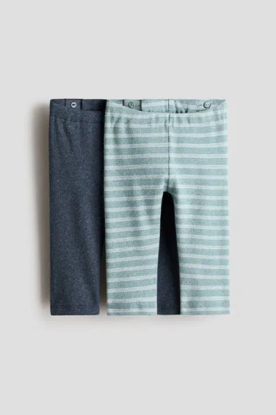 H&m Babies'  2-pack Ribbed Cotton Leggings In Multi