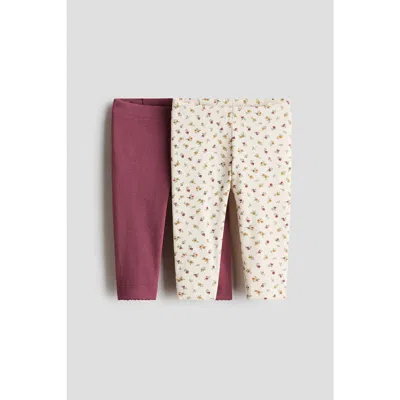H&m Babies'  2-pack Ribbed Cotton Leggings In Multi