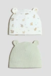 H&m Babies'  2-pack Ribbed Ear-detail Beanies In Pink