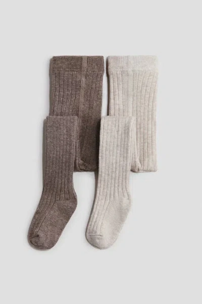 H&m Babies'  2-pack Ribbed Tights In Multi