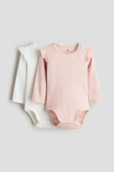 H&m Babies' 2-pack Ruffle-trimmed Cotton Bodysuits In Multi