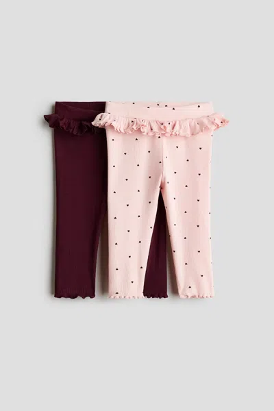 H&m Babies' 2-pack Ruffle-trimmed Leggings In Multi