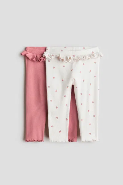 H&m Babies' 2-pack Ruffle-trimmed Leggings In Multi