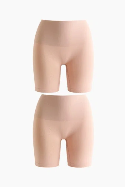 H&m 2-pack Seamless Medium Shape Bikers In Pink