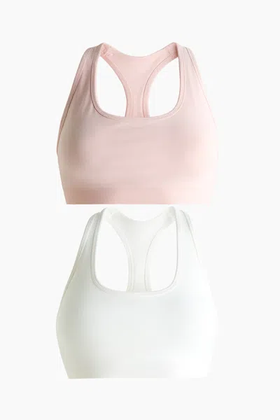 H&m 2-pack Seamless Sports Bras With Drymove In Pink