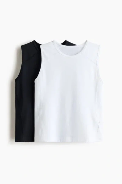 H&m Kids'  2-pack Slim Fit Sports Vest Tops With Drymove In White