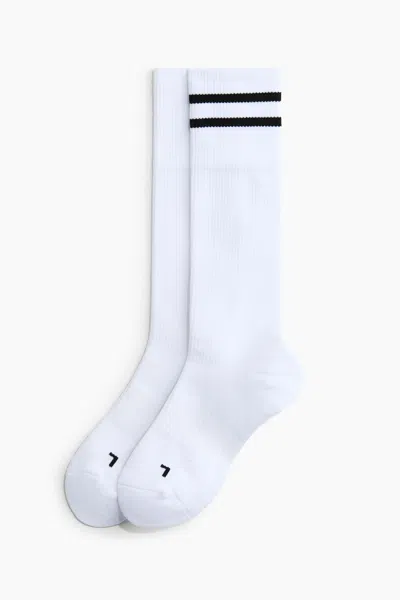 H&m Kids' 2-pack Soccer Socks With Drymove In White