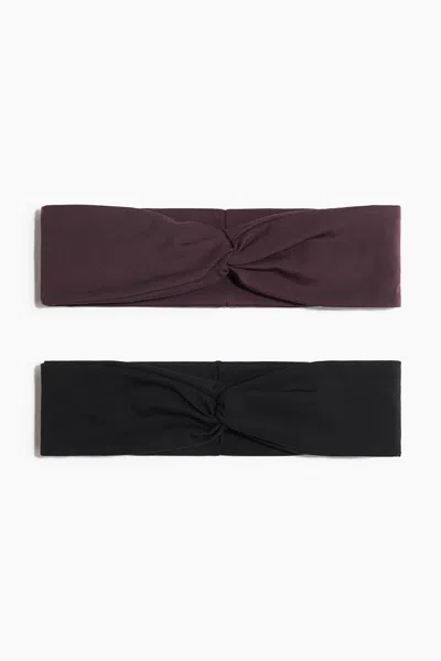 H&m Kids' 2-pack Sports Headbands With Softmove In Brown