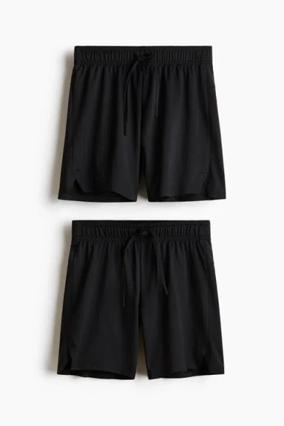H&m Kids'  2-pack Sports Shorts With Drymove In Black