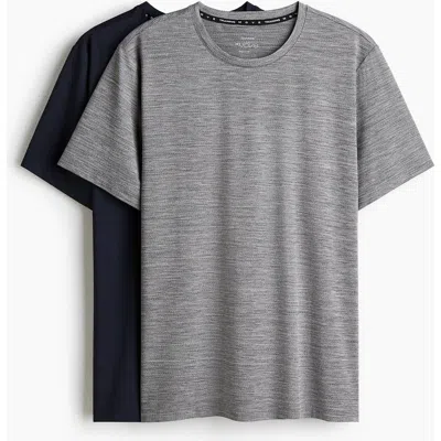H&m 2-pack Sports T-shirts With Drymove In Gray