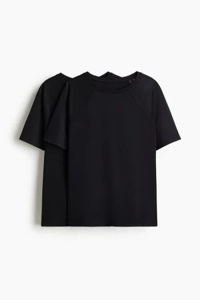 H&m Kids'  2-pack Sports T-shirts With Drymove In Black