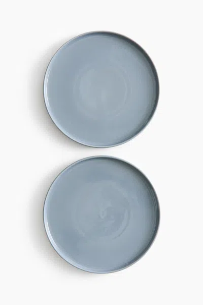 H&m 2-pack Stoneware Dinner Plates In Blue