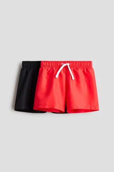 H&m Kids'  2-pack Swim Shorts In Red